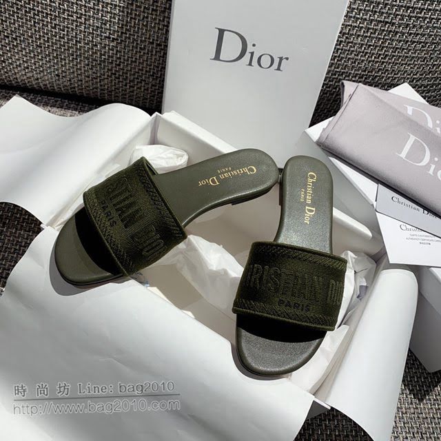 DIOR女鞋 迪奧2021專櫃新款磨砂新大底涼拖 Dior一字型刺繡平拖  naq1494